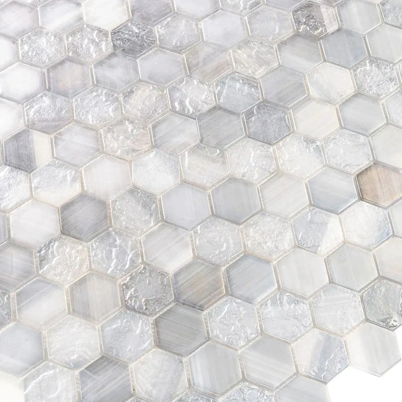 Grey 12x12 Matte Hexagon Glass Mosaic Tile (10 pack, 9.6 sq ft/case) by Apollo Tile