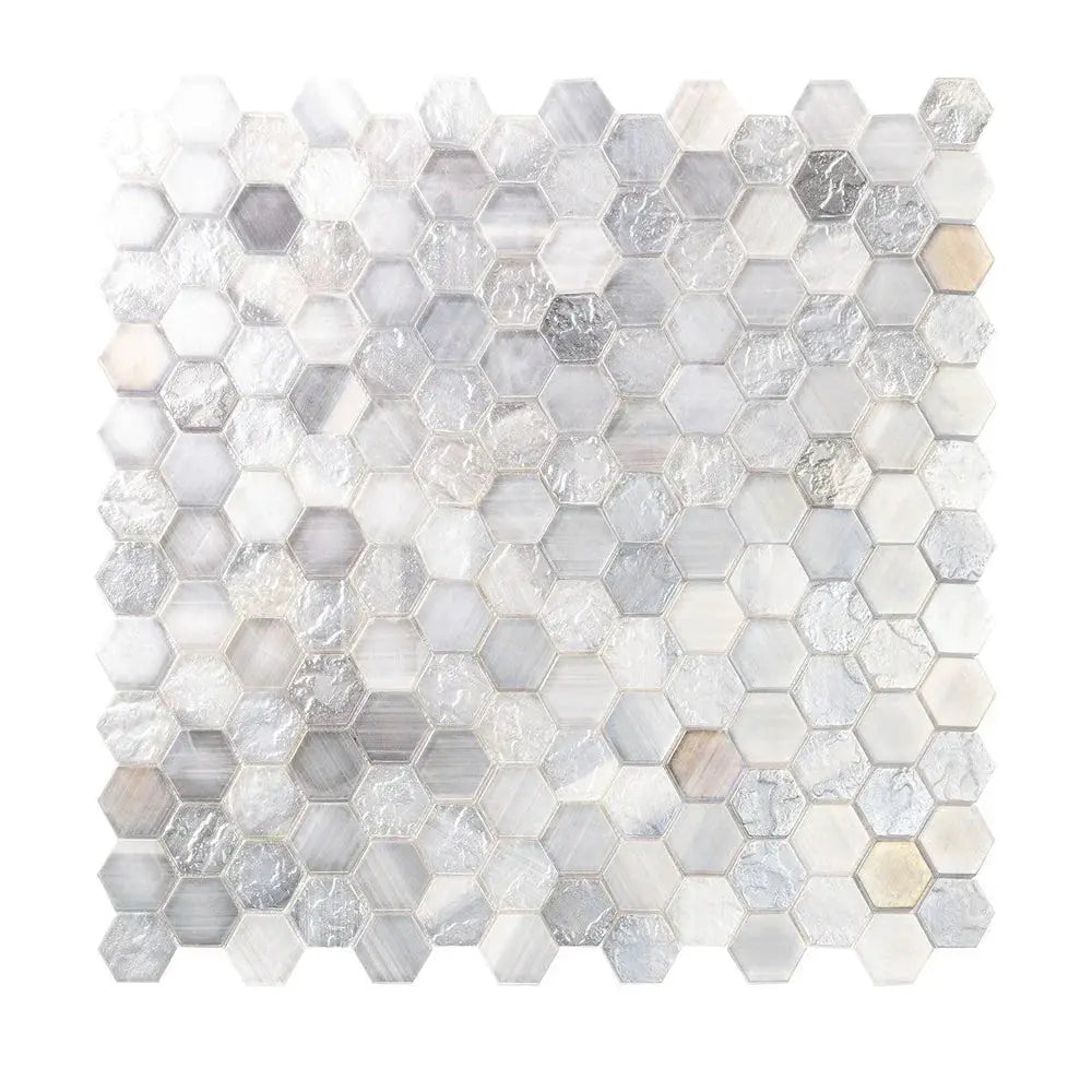 Grey 12x12 Matte Hexagon Glass Mosaic Tile (10 pack, 9.6 sq ft/case) by Apollo Tile