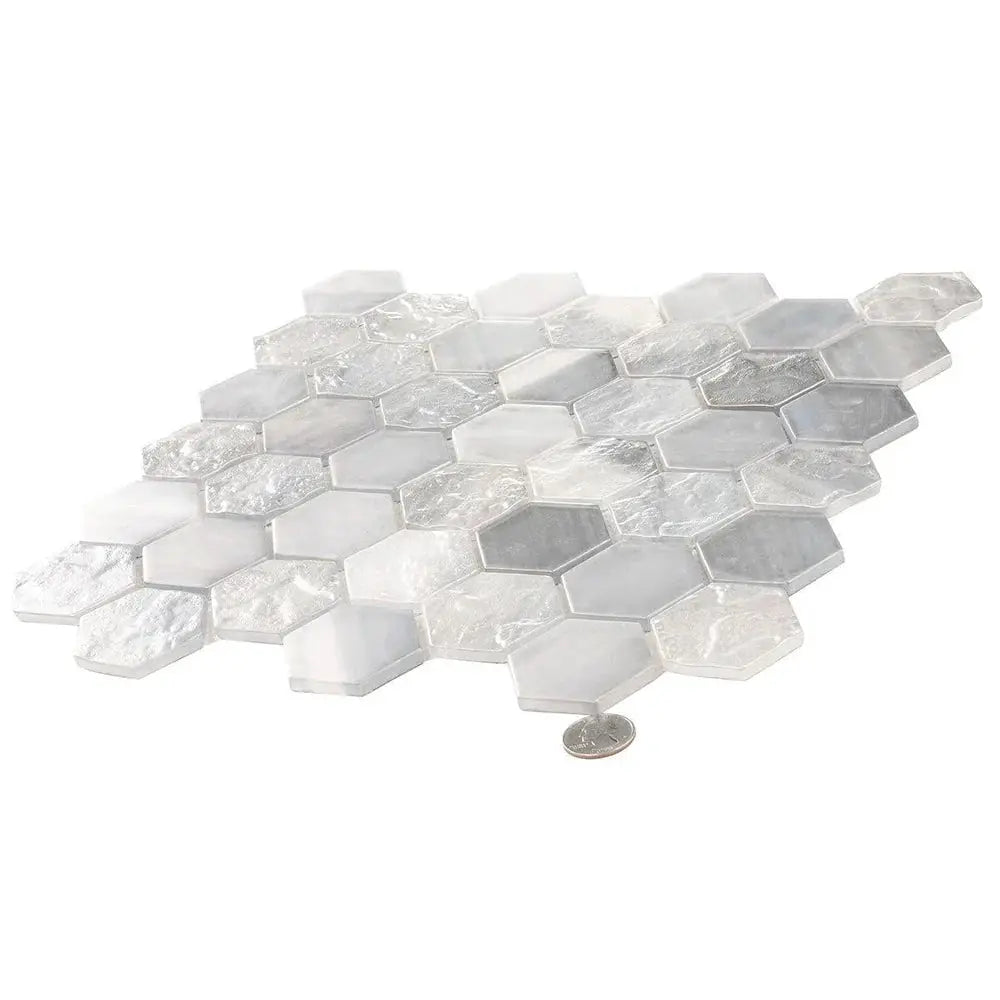 Grey 12x12 Matte Hexagon Glass Mosaic Tile (10 pack, 9.6 sq ft/case) by Apollo Tile