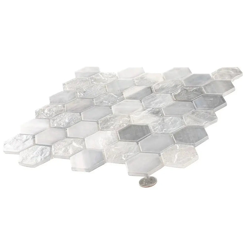Grey 12x12 Matte Hexagon Glass Mosaic Tile (10 pack, 9.6 sq ft/case) by Apollo Tile