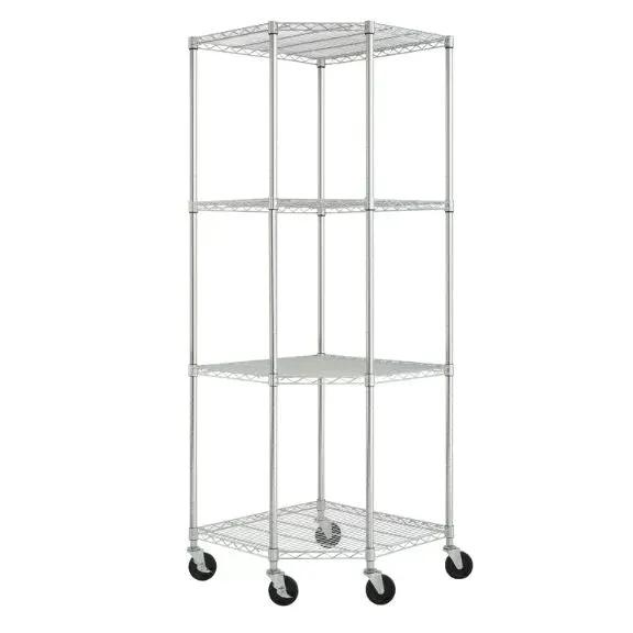 Heavy Duty 4-Tier Corner Storage Rack Shelving Unit with Casters by HomePacific