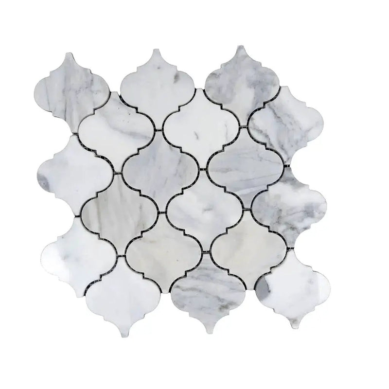 White 11x11 Polished Arabesque Calacatta Marble Mosaic Tile (5 pack, 5.35 sq ft/case) by Apollo Tile