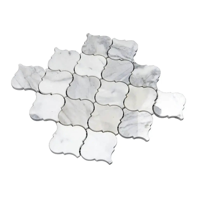 White 11x11 Polished Arabesque Calacatta Marble Mosaic Tile (5 pack, 5.35 sq ft/case) by Apollo Tile