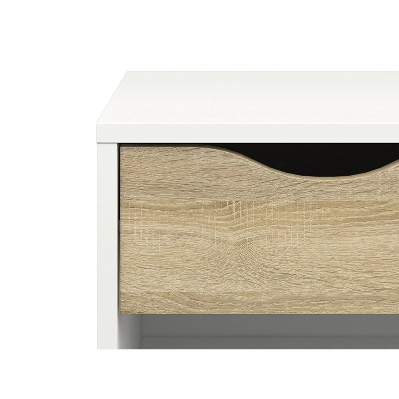 Modern Mid Century Style End Table Nightstand in White & Oak Finish by HomePacific