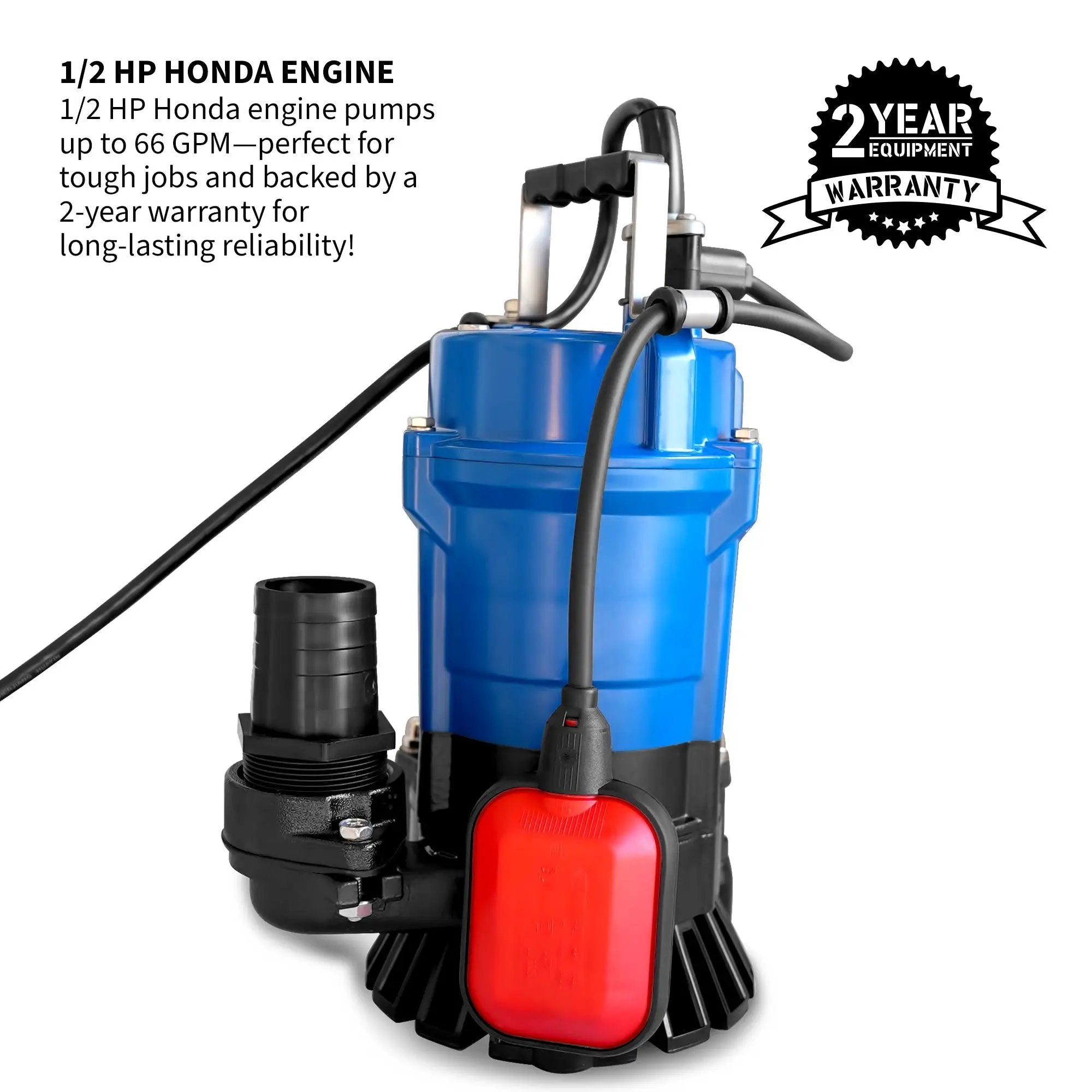 Tomahawk 1/2 HP Submersible Trash Pump, 66 GPM / 3960 GPH, 400W 2" Discharge for Dewatering Flooded Basements, Pools, Irrigation by Tomahawk Power