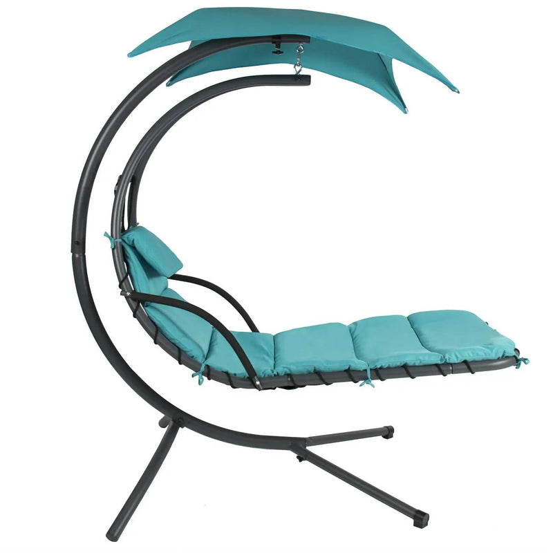 Teal Single Person Sturdy Modern Chaise Lounger Hammock Chair Porch Swing by HomePacific