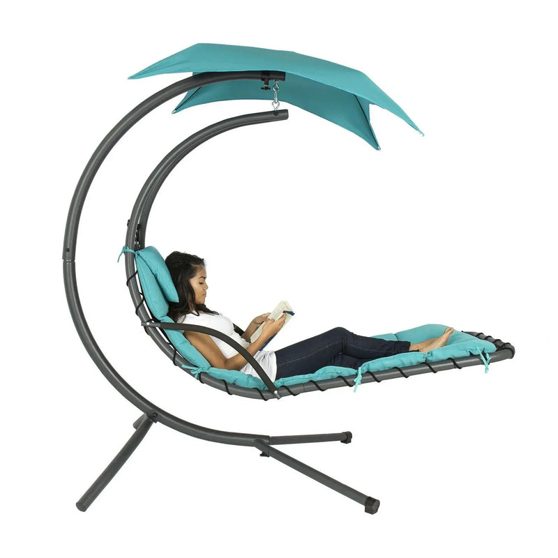 Teal Single Person Sturdy Modern Chaise Lounger Hammock Chair Porch Swing by HomePacific