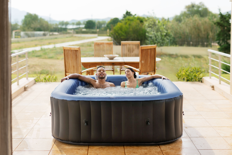 MSPA | TEKAPO | Comfort Series | Inflatable Hot Tub & Spa | Metallic Blue | Upto 6 Person, installed in a room