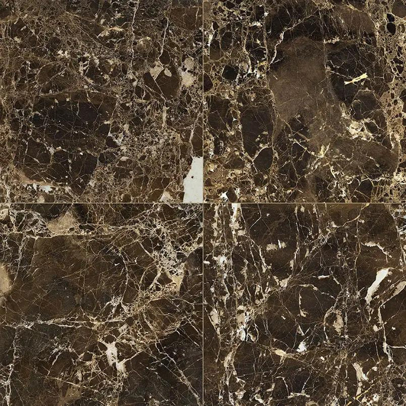 Emperador Dark Polished Marble Tiles 12x12 close up
