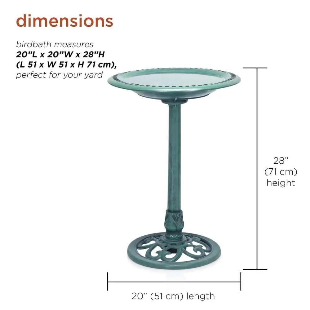 Outdoor Garden Bird Bath Bowl with Stand in Green Bronze Finish by HomePacific