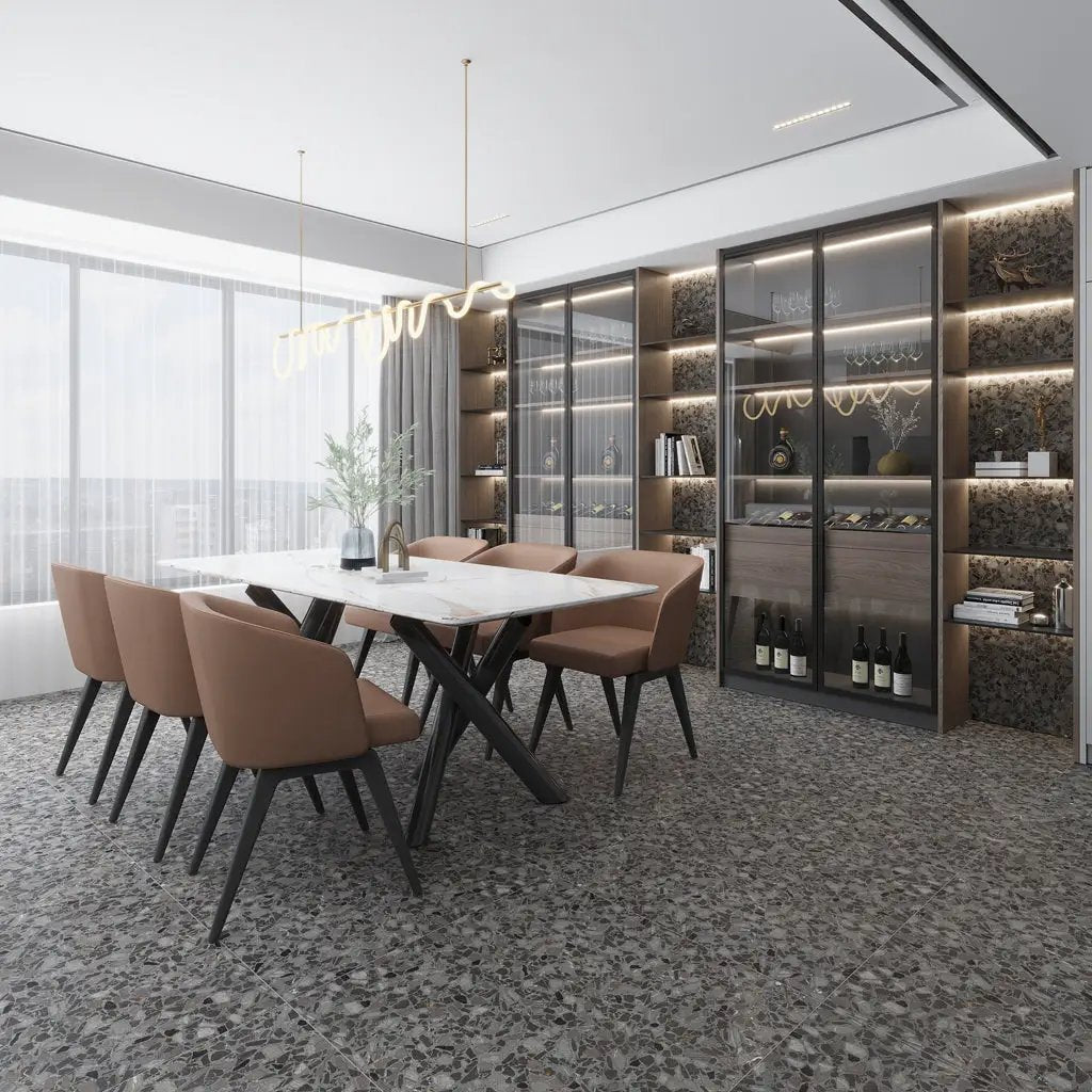 Charcoal Black with Gray Flecks 36x36 Matte Square Porcelain Large Format Tile (1 pack, 8.72 sq ft/case) by Apollo Tile