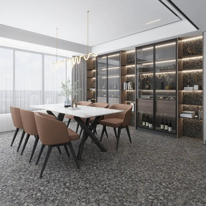 Charcoal Black with Gray Flecks 36x36 Matte Square Porcelain Large Format Tile (1 pack, 8.72 sq ft/case) by Apollo Tile