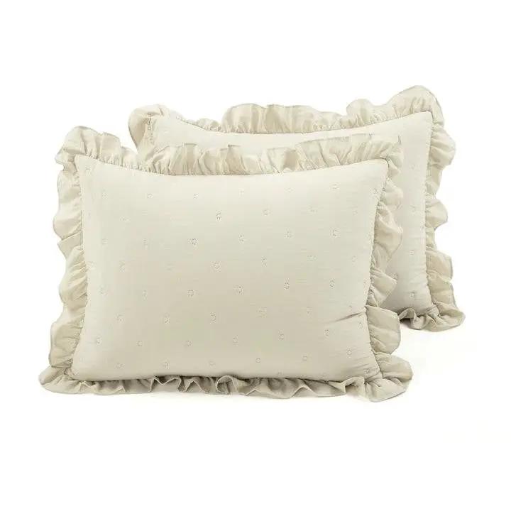Full/Queen Lightweight Yellow Ruffle Reversible Oversized 3 Piece Quilt Set by HomePacific
