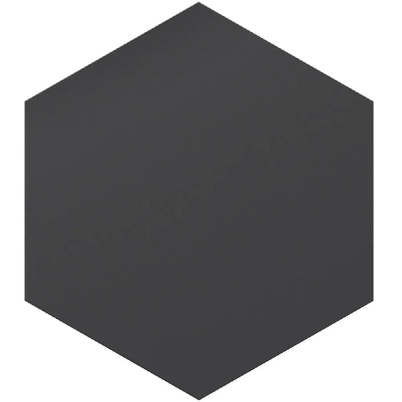 Metal Black 8x9 Matte Hexagon Porcelain Tile (25 pack, 9.93 sq ft/case) by Apollo Tile
