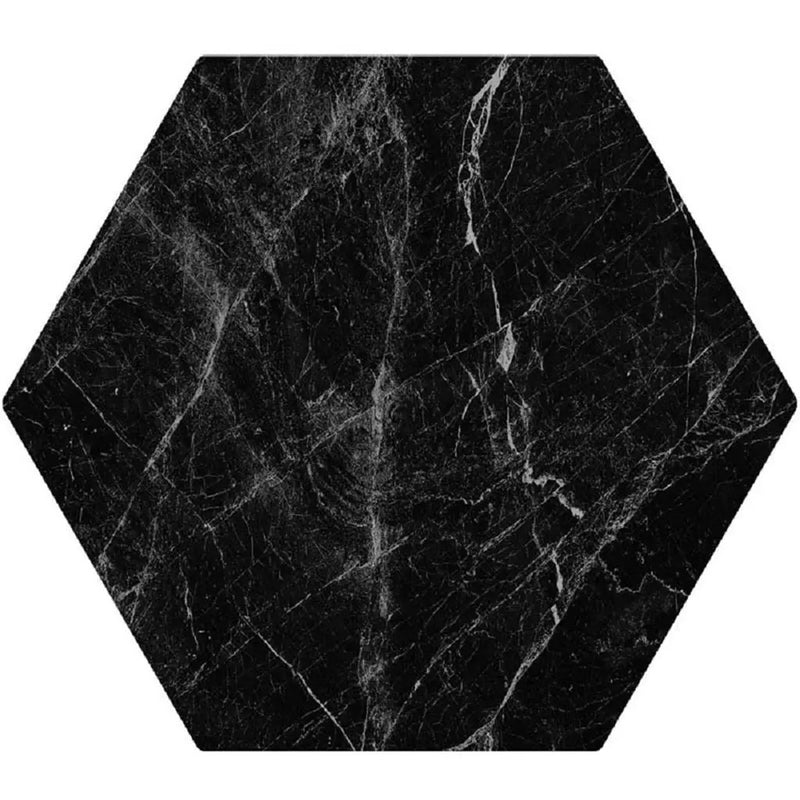 Black 8x9 Matte Hexagon Porcelain Tile (25 pack, 9.93 sq ft/case) by Apollo Tile