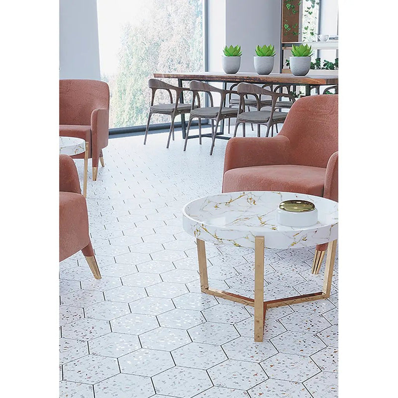 White 8x9 Matte Hexagon Porcelain Tile (25 pack, 9.93 sq ft/case) by Apollo Tile