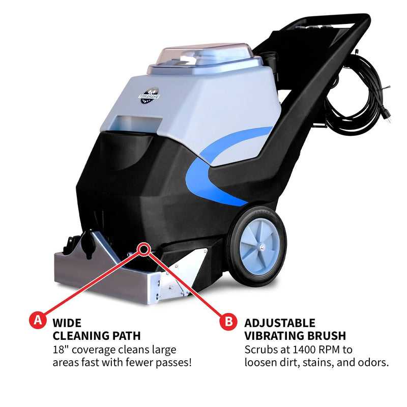 3-in-1 Commercial Carpet Extractor Cleaner, 18” Width, 9 Gallon Dual Tanks, Dual 1000W Motors for Hotels, Offices & Upholstery by Tomahawk Power