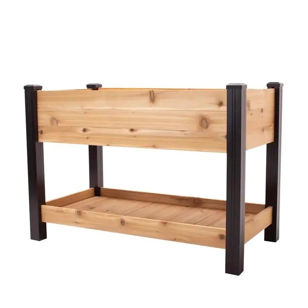 2-Ft x 4-Ft Cedar Wood Raised Garden Bed Planter Bed with Black Vinyl Legs by HomePacific