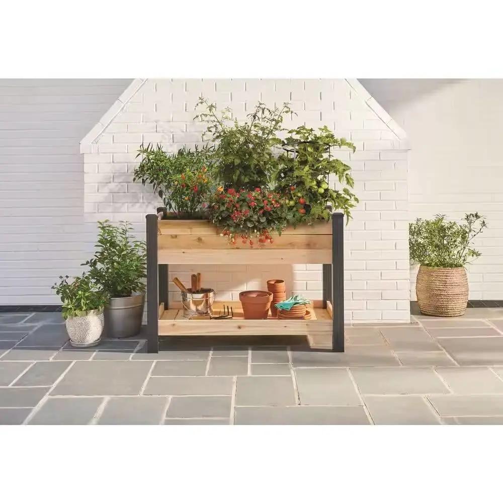 2-Ft x 4-Ft Cedar Wood Raised Garden Bed Planter Bed with Black Vinyl Legs by HomePacific