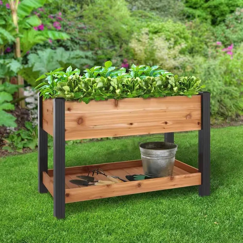 2-Ft x 4-Ft Cedar Wood Raised Garden Bed Planter Bed with Black Vinyl Legs by HomePacific