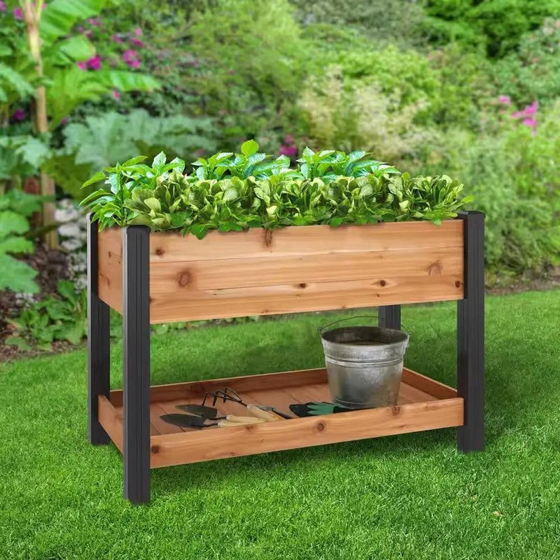 2-Ft x 4-Ft Cedar Wood Raised Garden Bed Planter Bed with Black Vinyl Legs by HomePacific