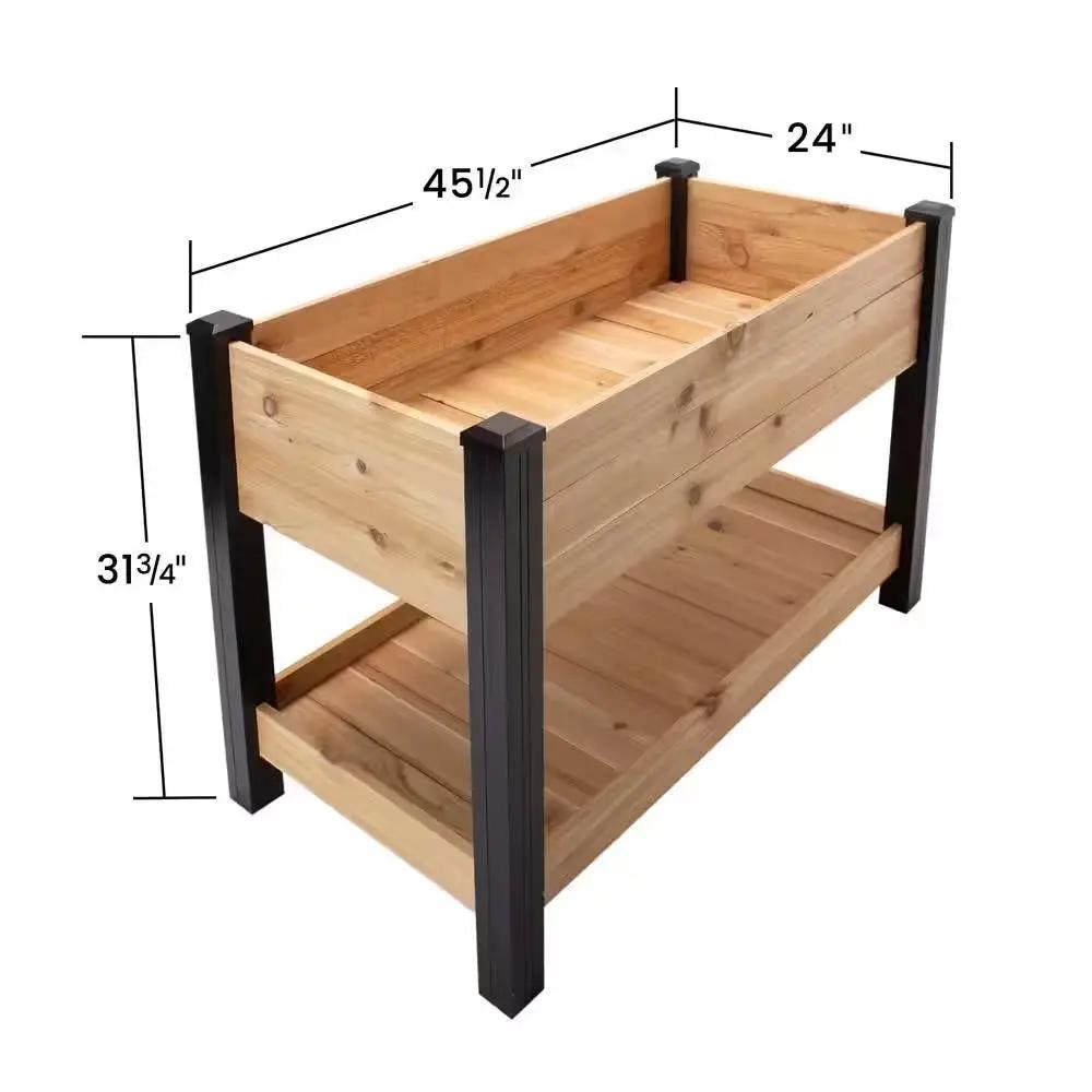 2-Ft x 4-Ft Cedar Wood Raised Garden Bed Planter Bed with Black Vinyl Legs by HomePacific