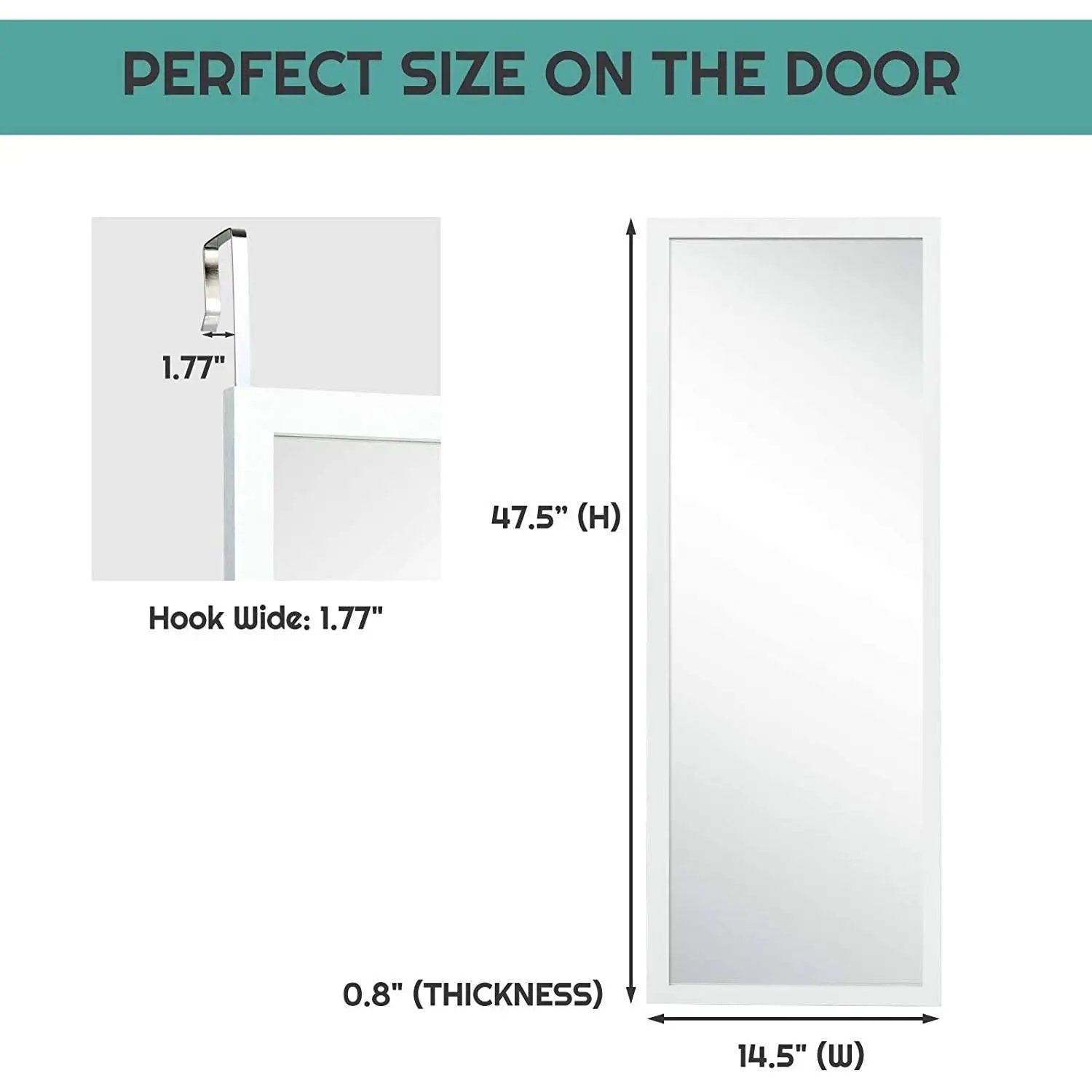 White Full Length Bedroom Mirror with Over the Door or Wall Mounted Design by HomePacific