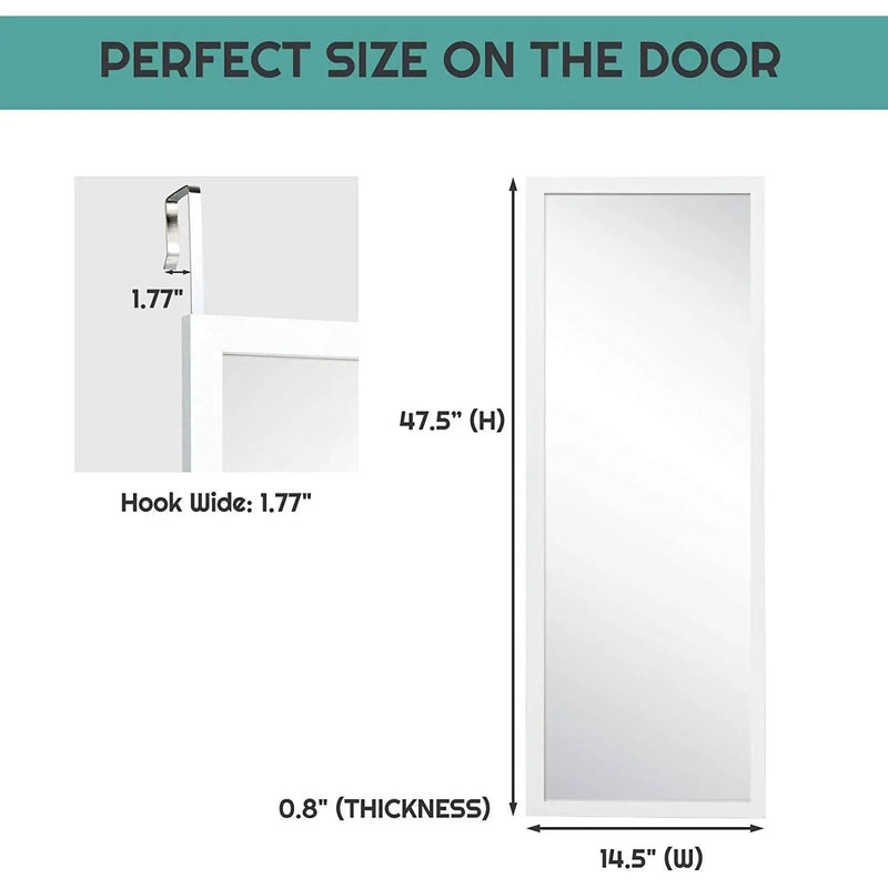 White Full Length Bedroom Mirror with Over the Door or Wall Mounted Design by HomePacific