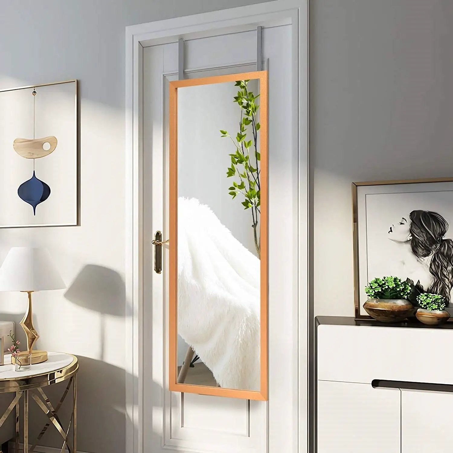 Gold Full Length Bedroom Mirror with Over the Door or Wall Mounted Design by HomePacific