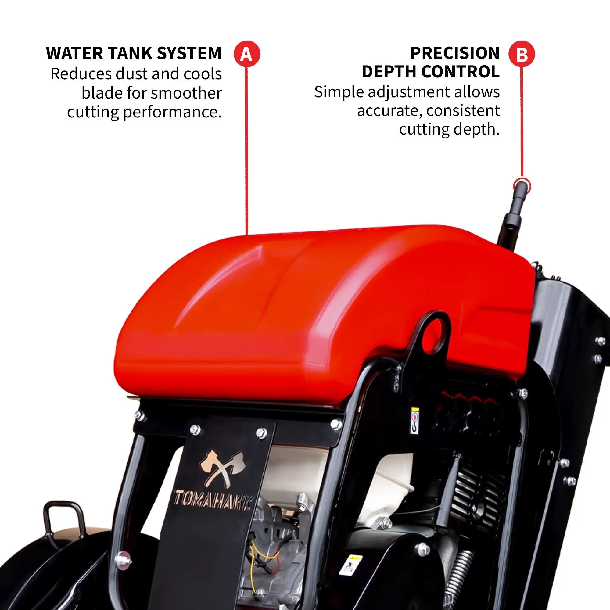 20 Inch Walk Behind Concrete Saw with 13 HP Honda Water Tank GX390 Engine for Asphalt Concrete Cutting by Tomahawk Power