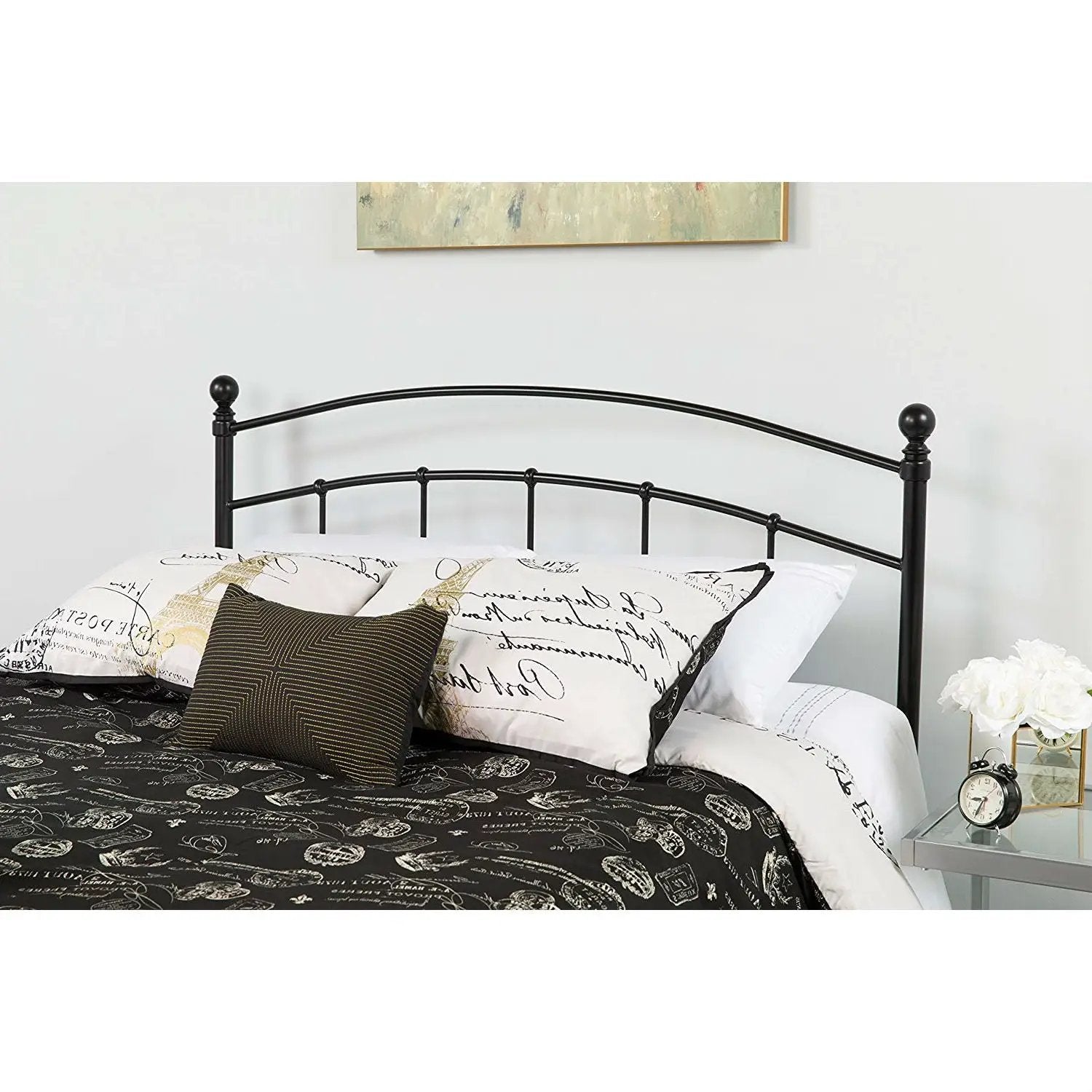 Twin size Contemporary Classic Black Metal Headboard by HomePacific