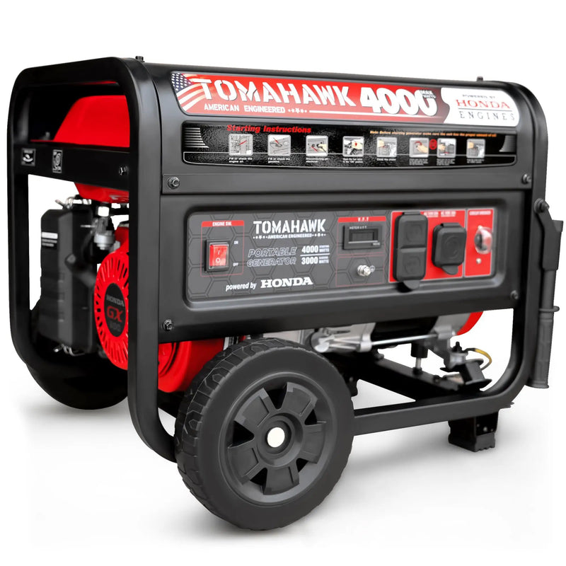 4000 Watt Honda Powered Generator Portable Gas Power Professional Use by Tomahawk Power