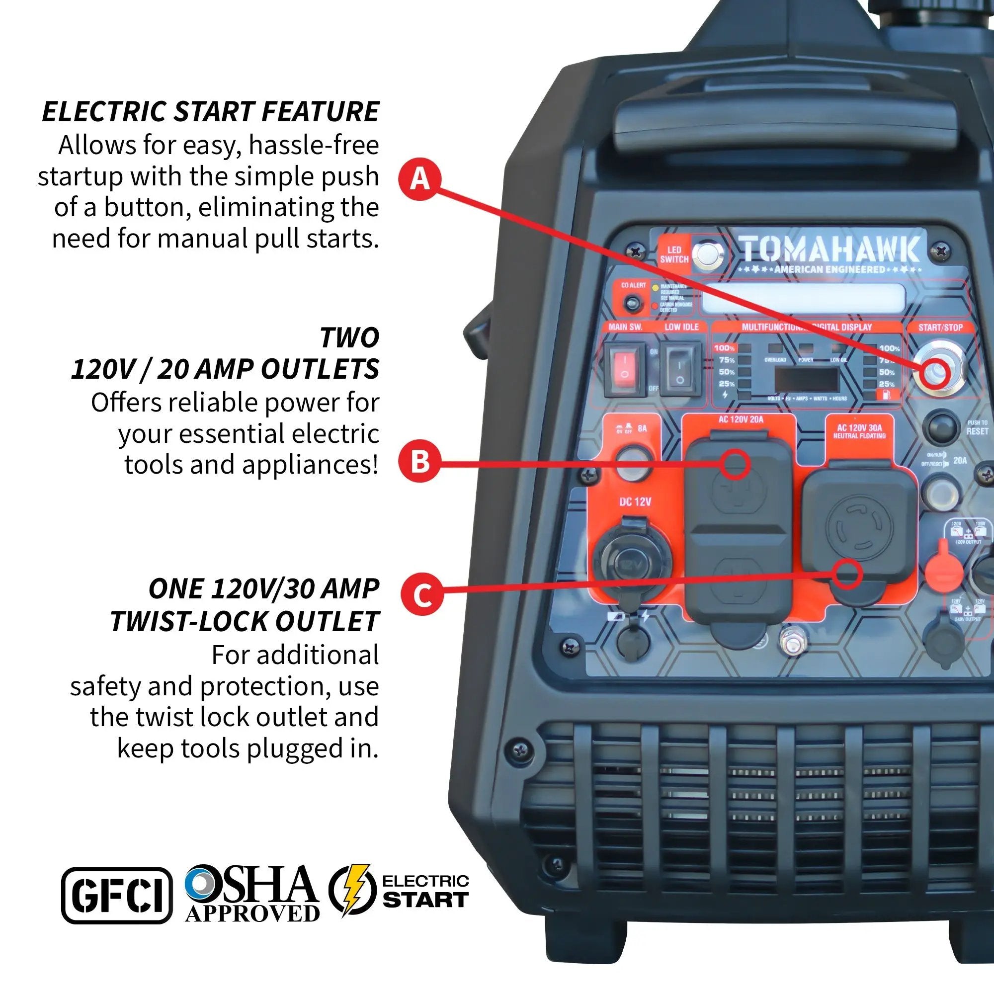 4500 Watt Inverter Generator Electronic Fuel Injection EFI Super Quiet Portable Gas Power Professional Use by Tomahawk Power