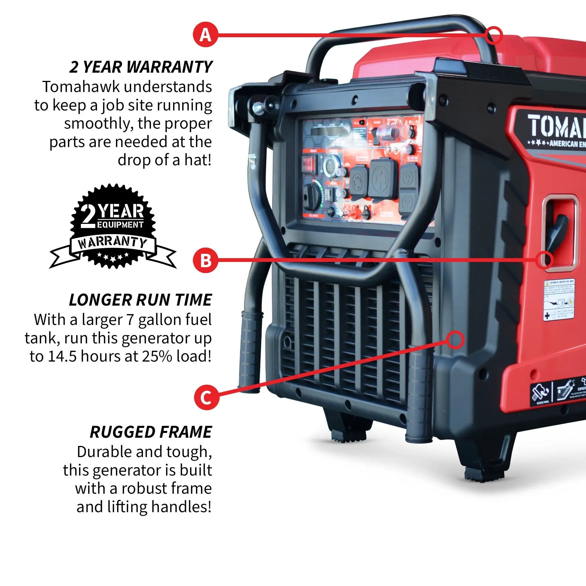 10,500 Watt Inverter Generator Electric Start Super Quiet Portable Gas Power Professional Use by Tomahawk Power