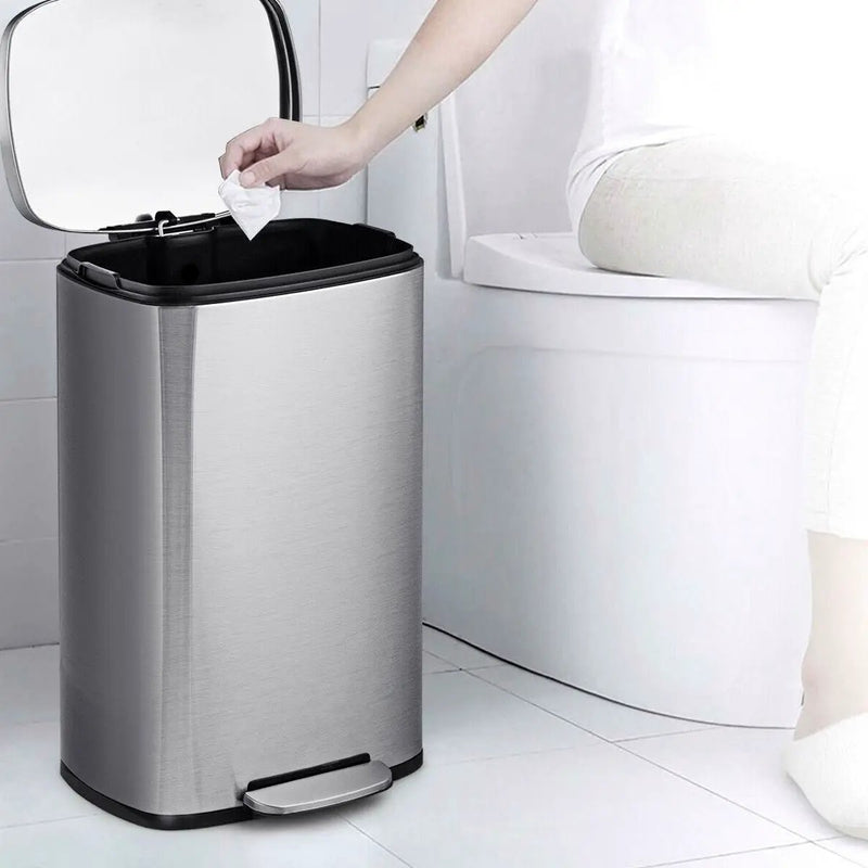 13-Gallon Modern Stainless Steel Kitchen Trash Can with Foot Step Pedal Design by HomePacific