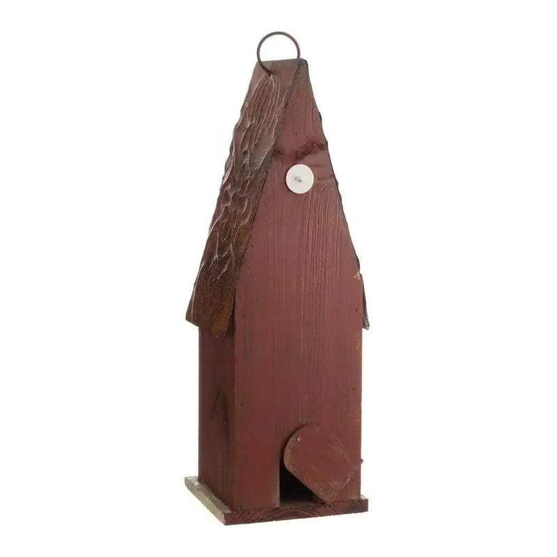 Outdoor Garden Rustic Brown Solid Wood and Iron Bird House by HomePacific