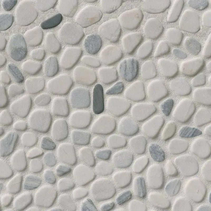 Black And White Pebbled Tumbled Pattern Marble Mosaics close up