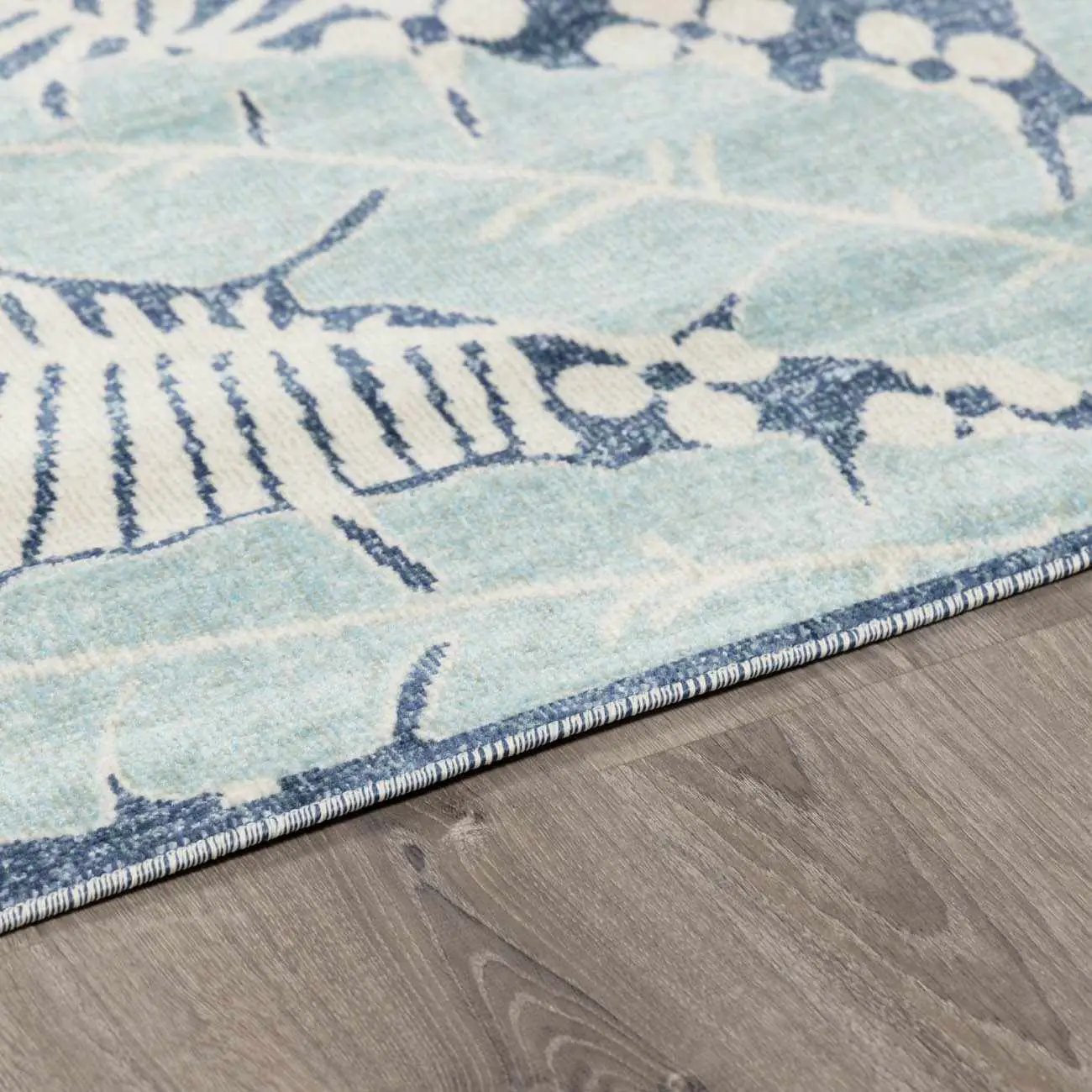Thebarton Coastal Blue Palm Outdoor Area Rug by Boutique Rugs