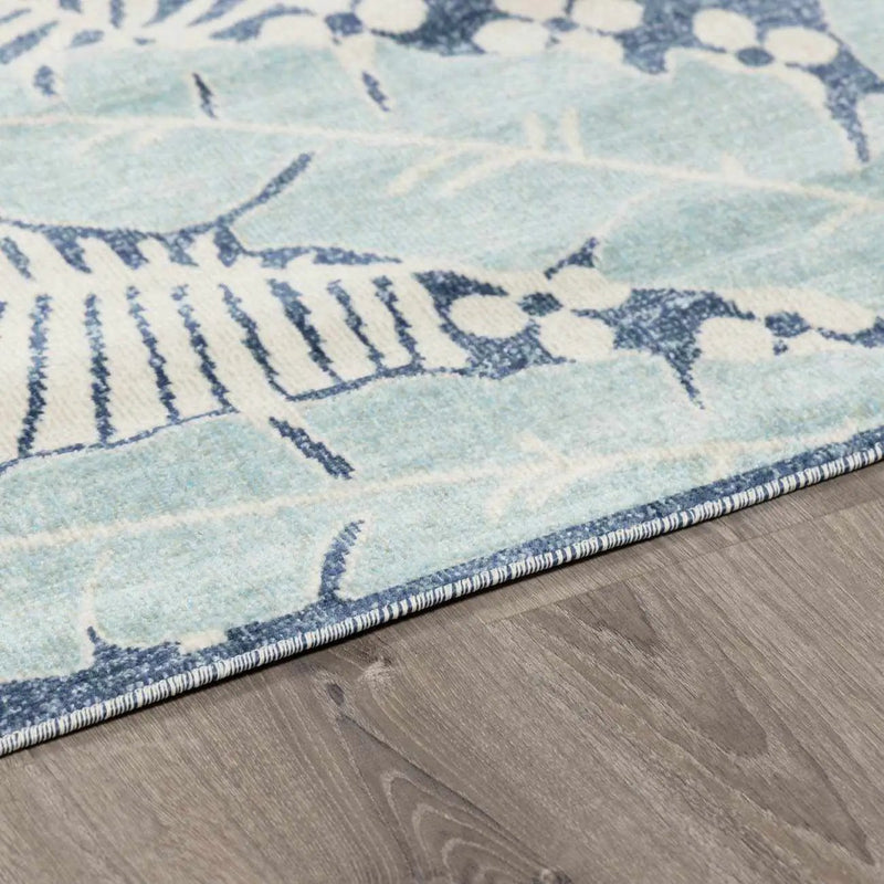 Thebarton Coastal Blue Palm Outdoor Area Rug by Boutique Rugs