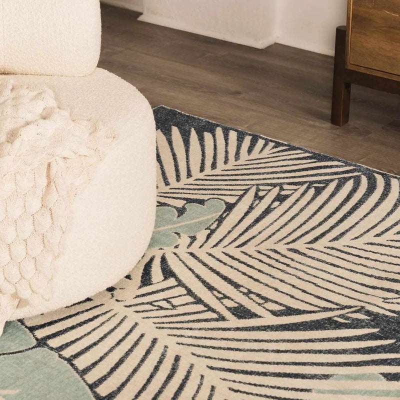 Thebarton Coastal Blue Palm Outdoor Area Rug by Boutique Rugs