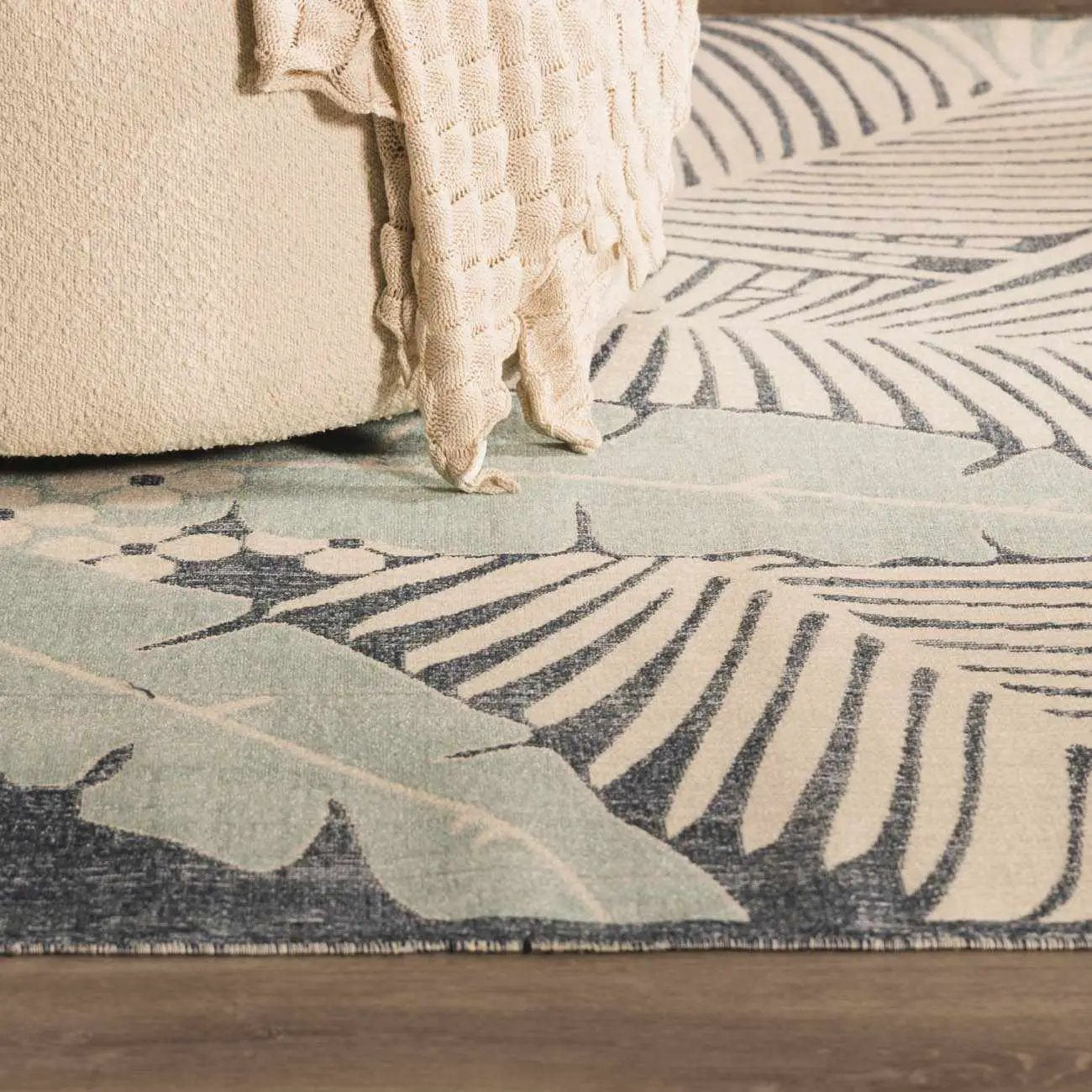 Thebarton Coastal Blue Palm Outdoor Area Rug by Boutique Rugs