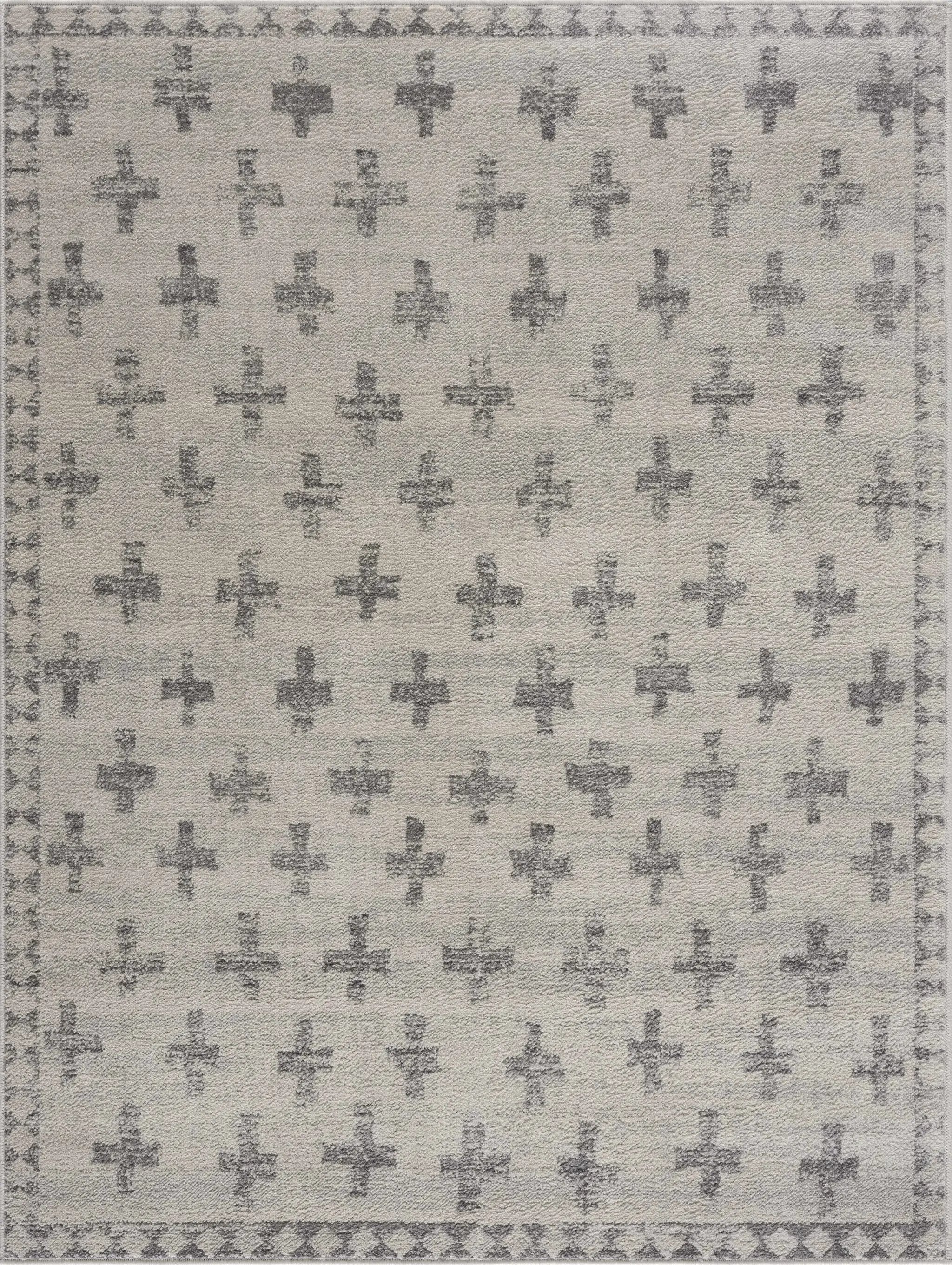 Tigris Swiss Cross Ivory & Gray 2322 Area Rug by Hauteloom