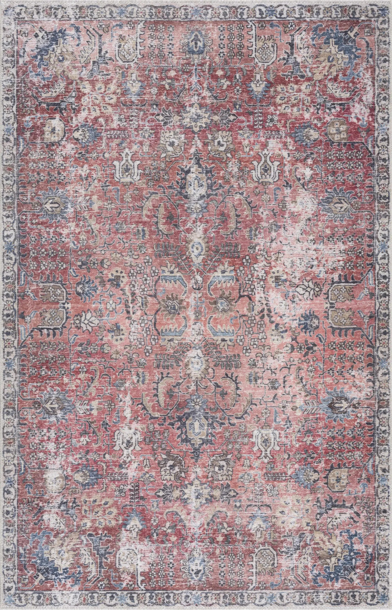 Burgundy Holi-2303 Washable Area Rug by Hauteloom