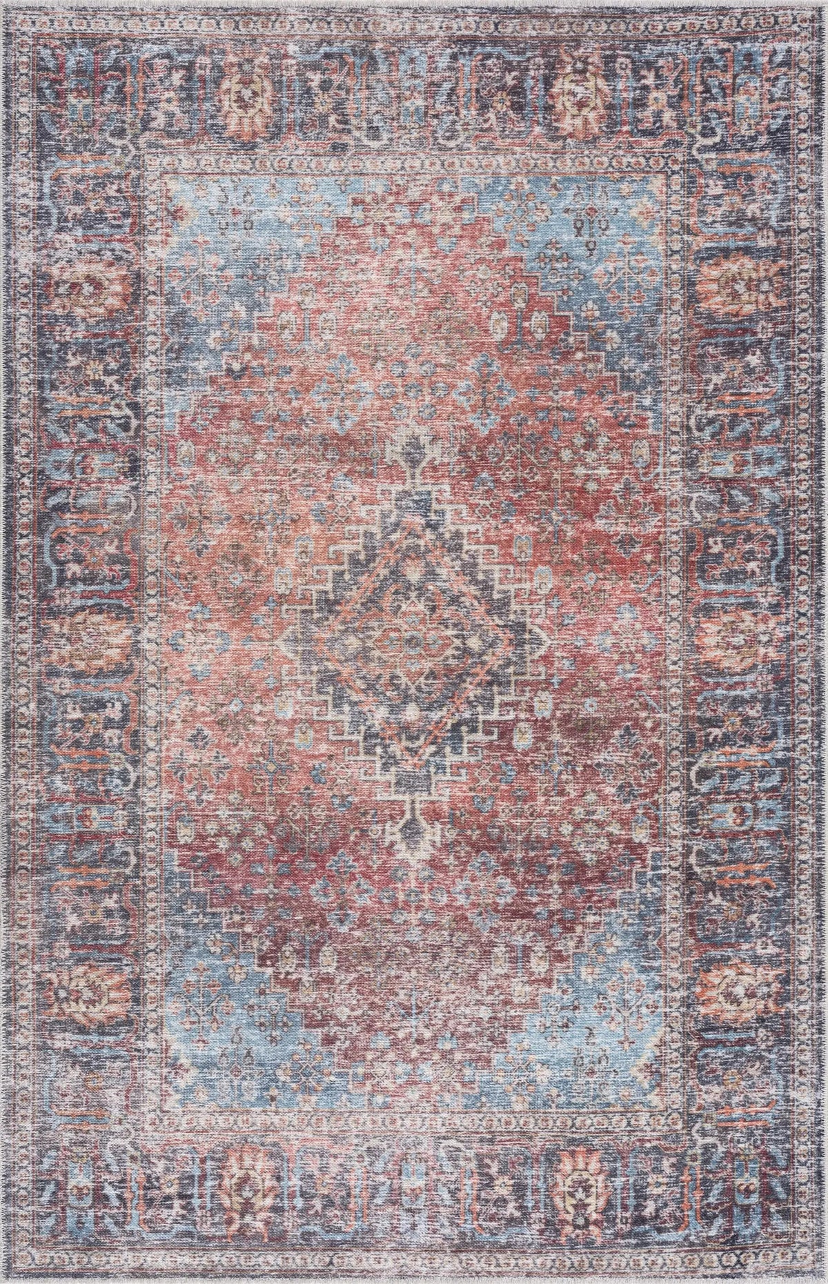 Blue Burgundy Holi-2302 Washable Area Rug, photo 6 of 20