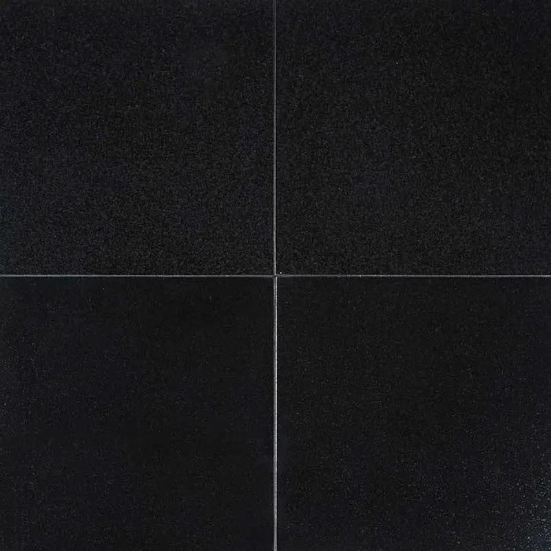 Absolute Black Polished Granite Tiles 12x12 close up