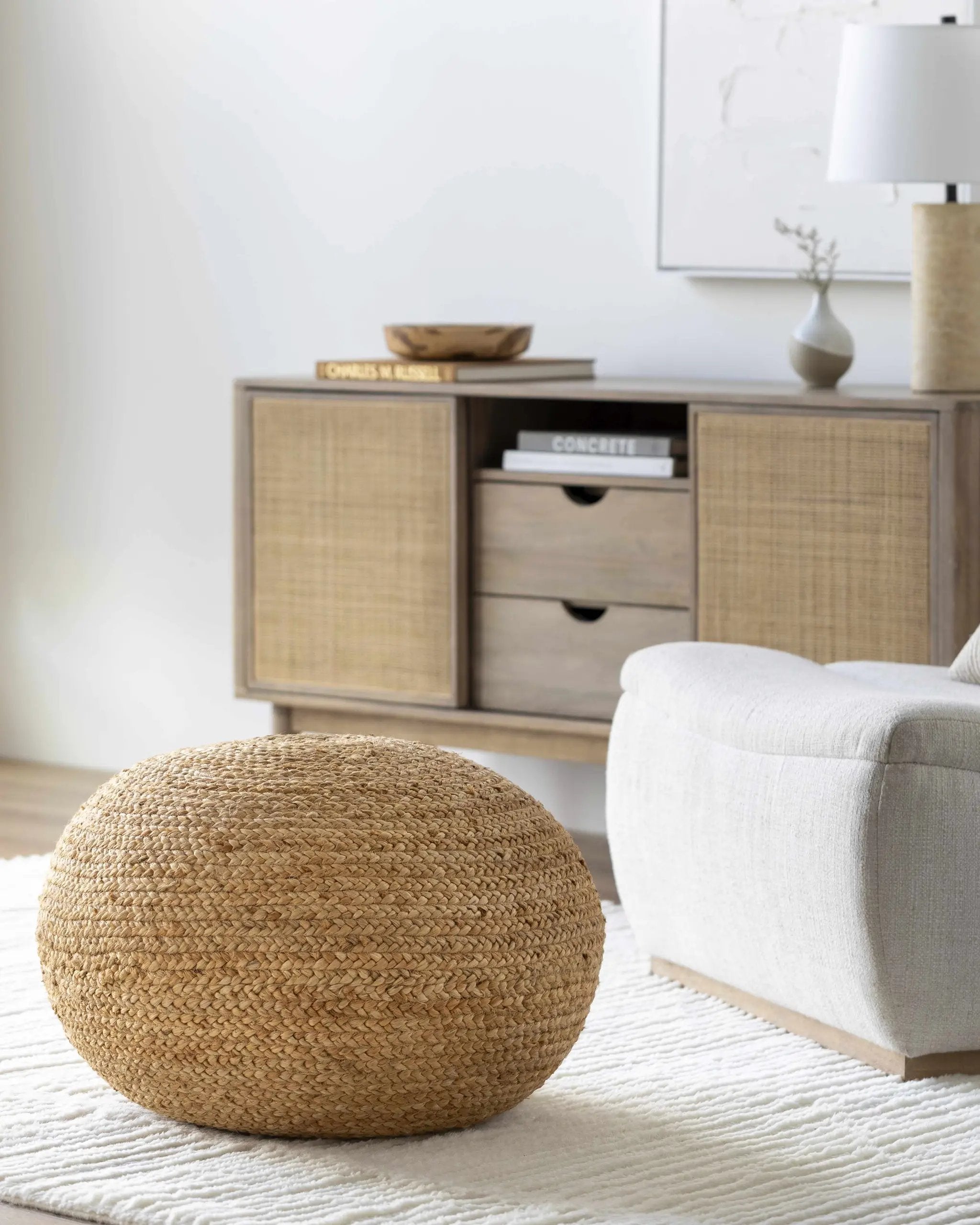 Tintern Jute Knitted Pouf by Boutique Rugs