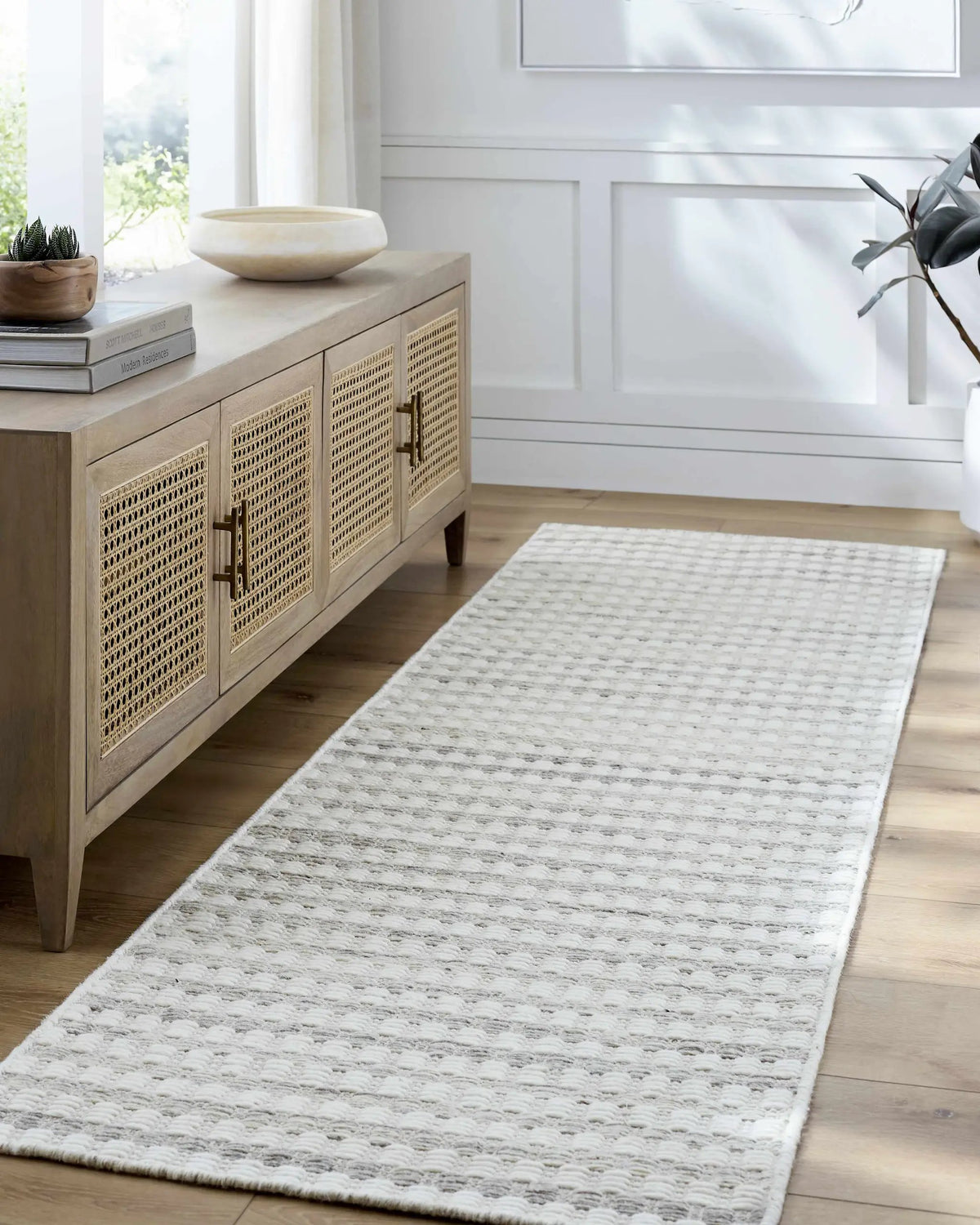 Tevah Pearl Wool Rug, installed in a room 2