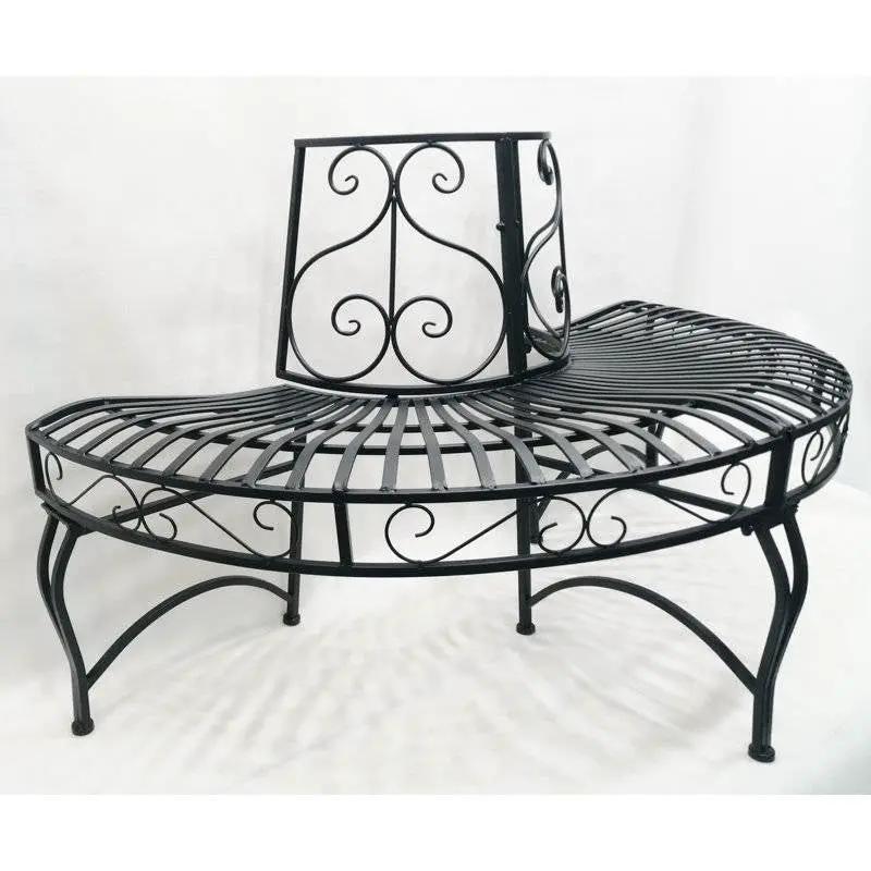 Half-Circle Outdoor Black Powder Coated Aluminum Tree Bench by HomePacific