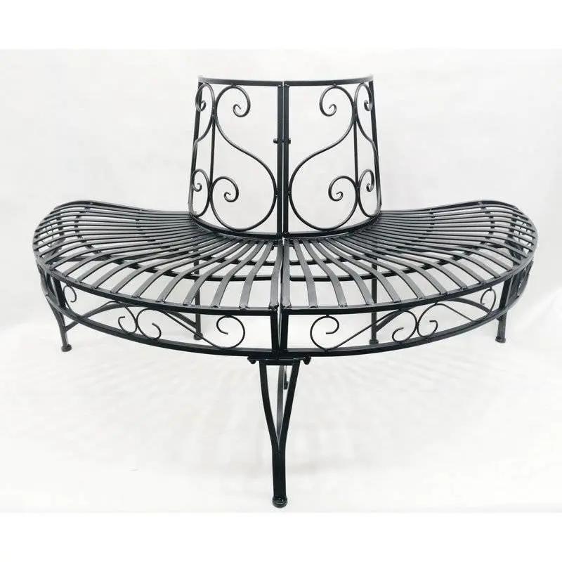 Half-Circle Outdoor Black Powder Coated Aluminum Tree Bench by HomePacific