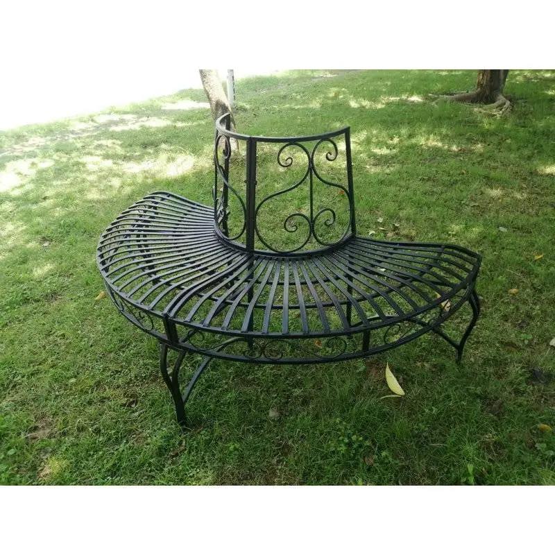 Half-Circle Outdoor Black Powder Coated Aluminum Tree Bench by HomePacific
